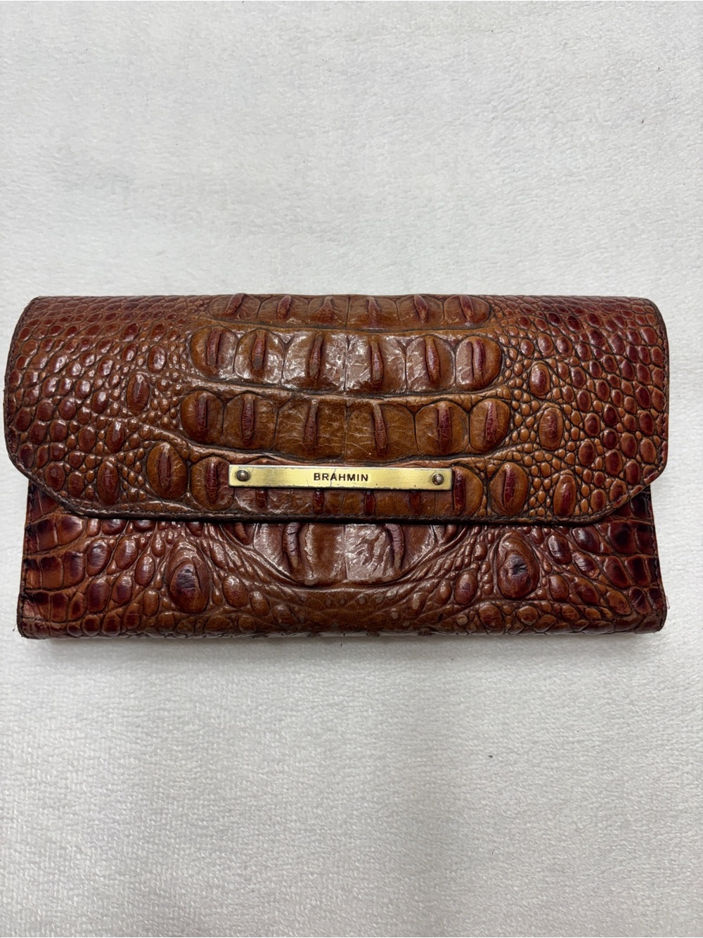 Brahmin Fall Tortoise Durham Croc-Embossed Leather Wallet